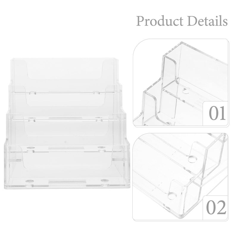 Plastic Business Card Holder for Desk with 4 Compartments Office Organizer Box Stand - Image 4