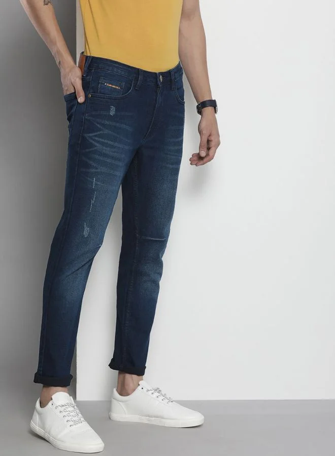 The Indian Garage Co Men Carrot Fit Solid Mid-Rise Stretchable Jeans