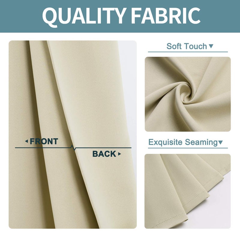 ChrisDowa Grommet Room Darkening Curtains for Bedroom and Living Room - 2 Panels Set Thermal Insulated Blackout Curtains (Beige, 52W x 63L - Image 3