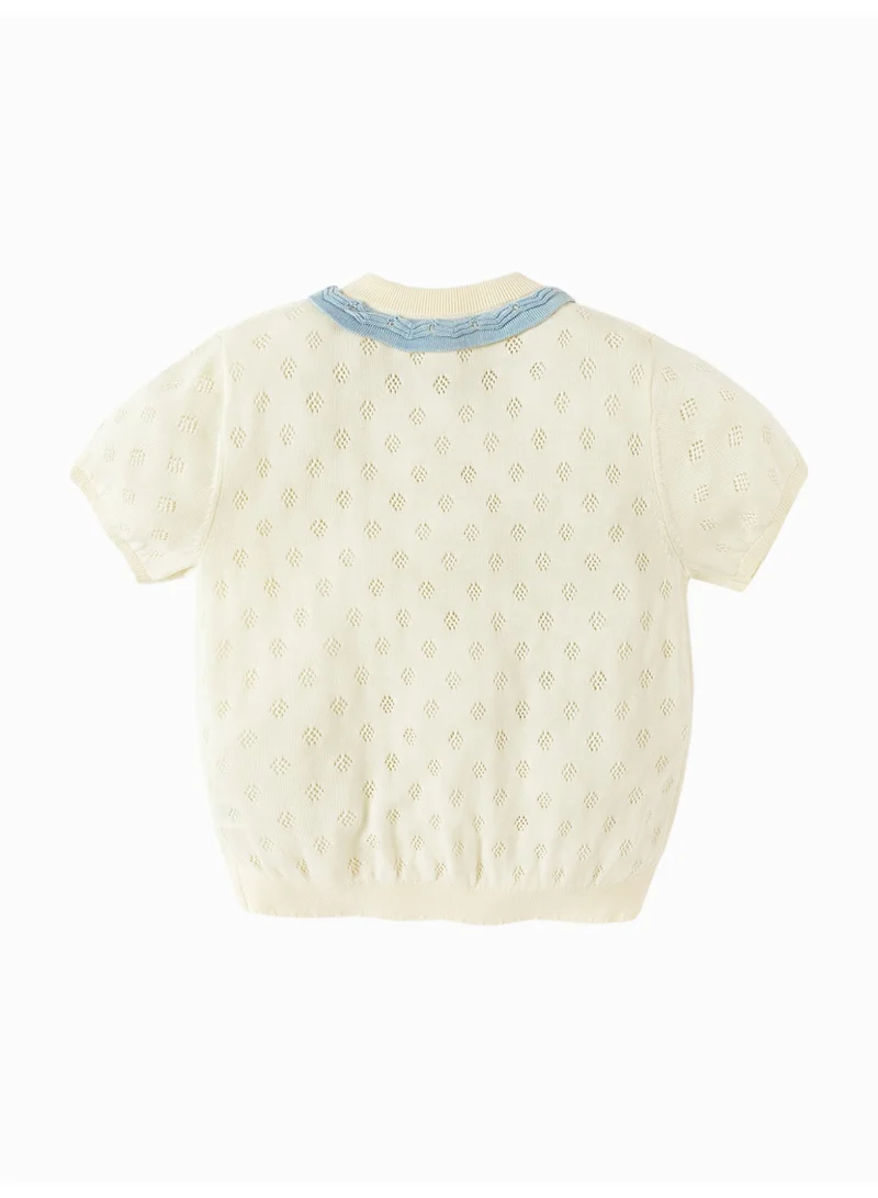 mini bala mini bala Girls' Summer Cute Cartoon Agaric Laces Knit T-Shirt
