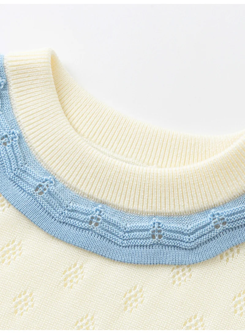 mini bala mini bala Girls' Summer Cute Cartoon Agaric Laces Knit T-Shirt