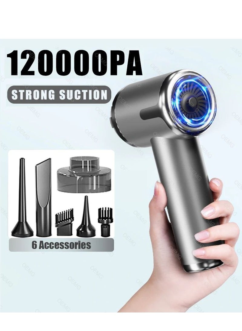 Powerful Mini Vacuum Cleaner 120W - Rechargeable with Strong Suction Power! Perfect for home and car use, portable and easy to store W