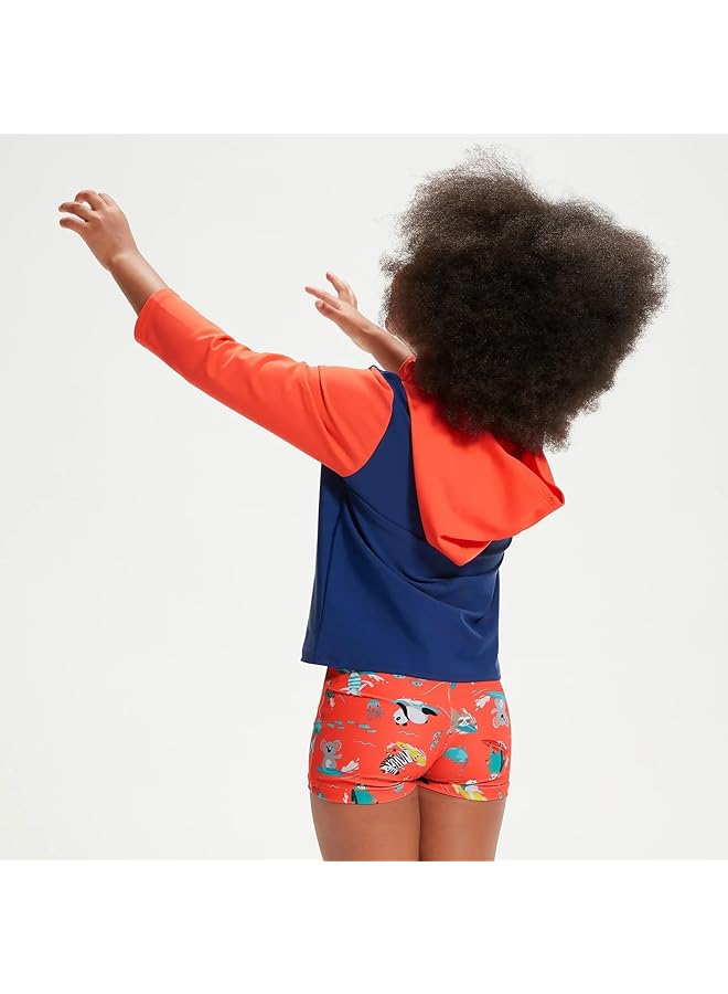 سبيدو ملابس سباحة للأطفال الرضع للجنسين بغطاء رأس ونمط طفح جلدي، أزرق، مقاس 7 سنوات، أزرق أوروبي، مقاس 7 سنوات - Image 2