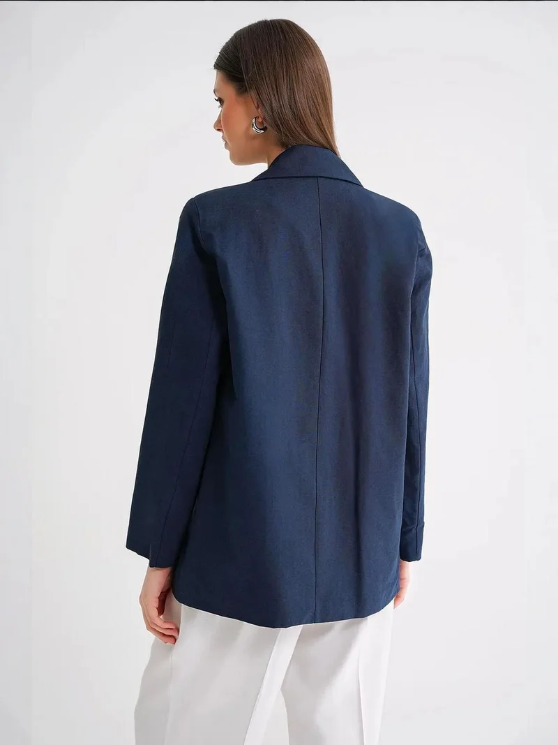 ميكسراي جاكيت بليزر ميكسراي بياقة وأزرار من الكتان