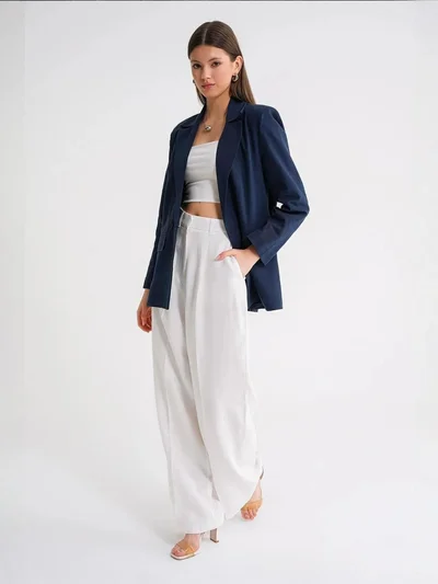 ميكسراي جاكيت بليزر ميكسراي بياقة وأزرار من الكتان