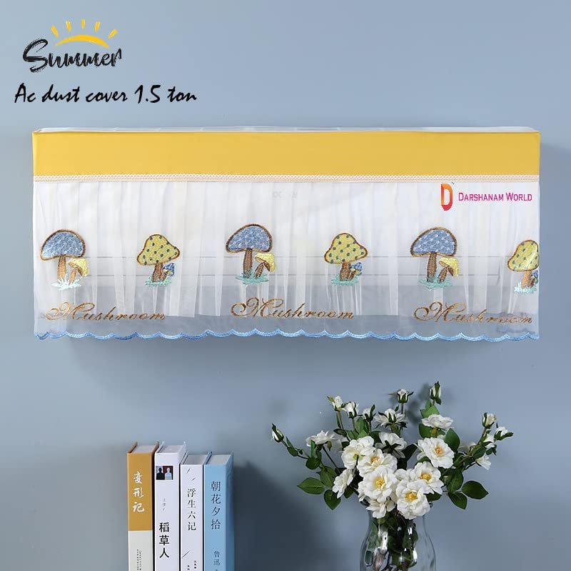 DARSHANAM WORLD Jacquard Premium Work Indoor AC Dust Protection Cover Dust Proof Washable AC Cover for All Season Open Type Running Mode AC Cover 1.5 Ton (38 X 12 X 9 inch ) (YELLOW MUSHROOM) - Image 2