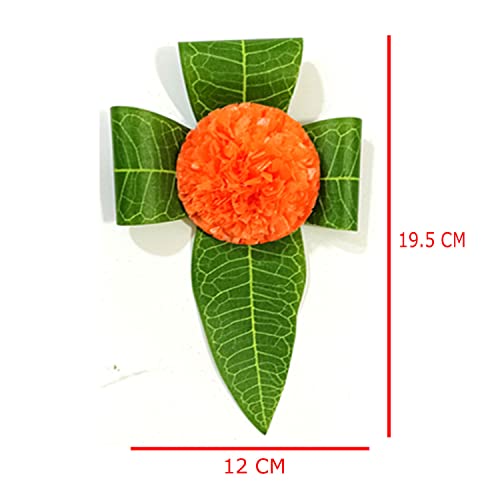 S2S Mango Leaves and Flowers Decoration at Home | Beautifully Crafted Artificial Flower | Easy Simple Backdrop (Orange Flowers) (Pack of 12 PCS) - Image 3