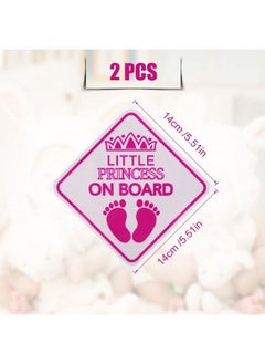SAVITA 2Pcs Baby Bumper Sticker 5.5X5.5Inch Little Princess On Board Car Sign Baby Car Sticker Safety Warning For Various Vehicles (Pink 14X14Cm)  - Image 3