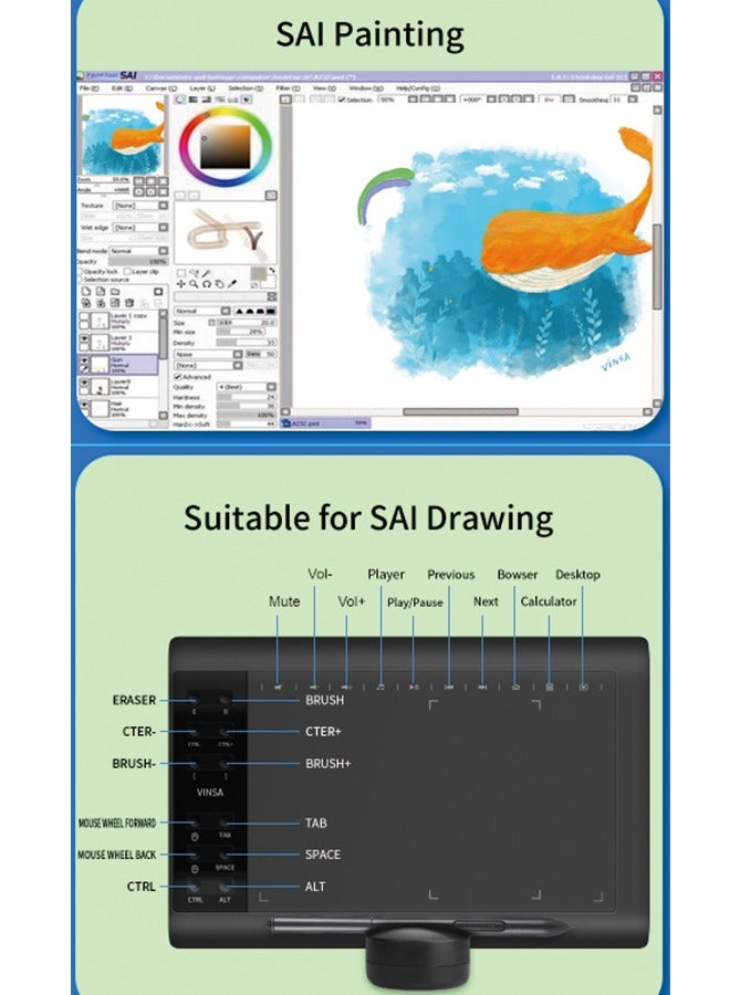 1060PLUS Graphic Tablet - Handwriting and Drawing Tablet, USB-A, 10x6 Inch, 8192 Levels Pressure Sensitivity  - Image 4