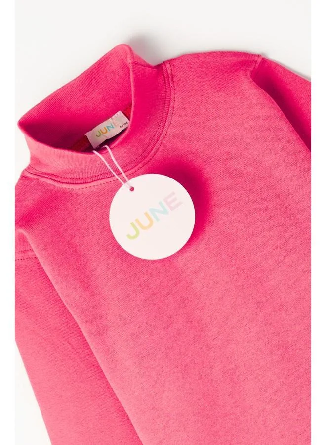 JUNE June Raised Turtleneckk Kids Basic Tshirt Dark Pink
