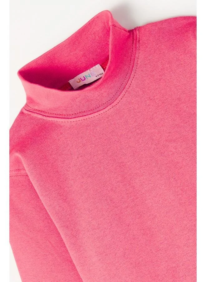 JUNE June Raised Turtleneckk Kids Basic Tshirt Dark Pink