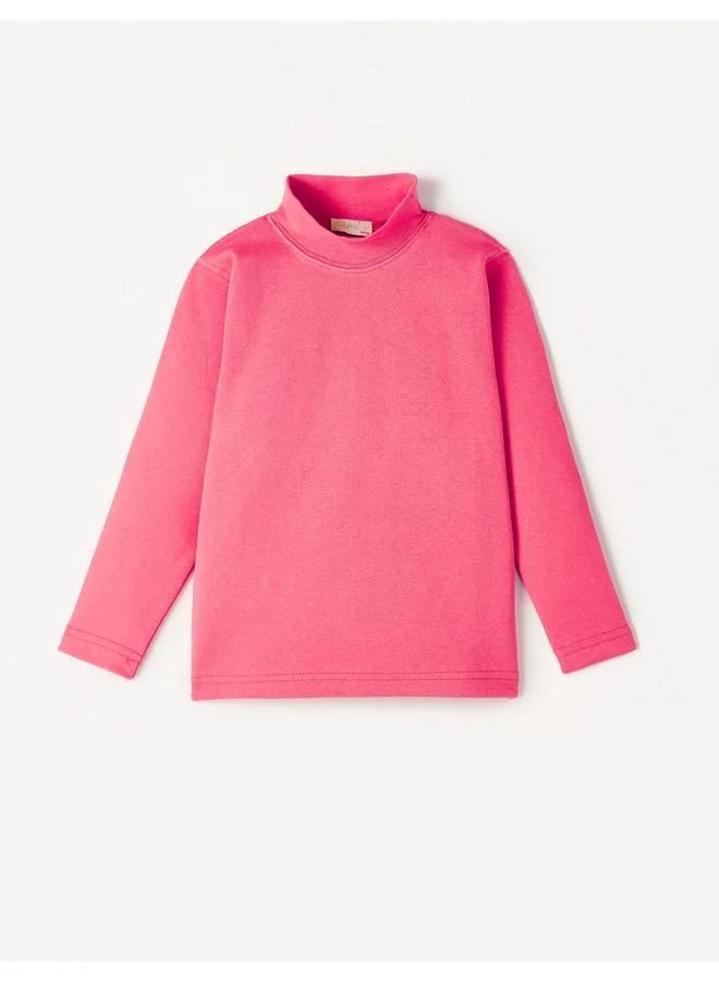 JUNE June Raised Turtleneckk Kids Basic Tshirt Dark Pink