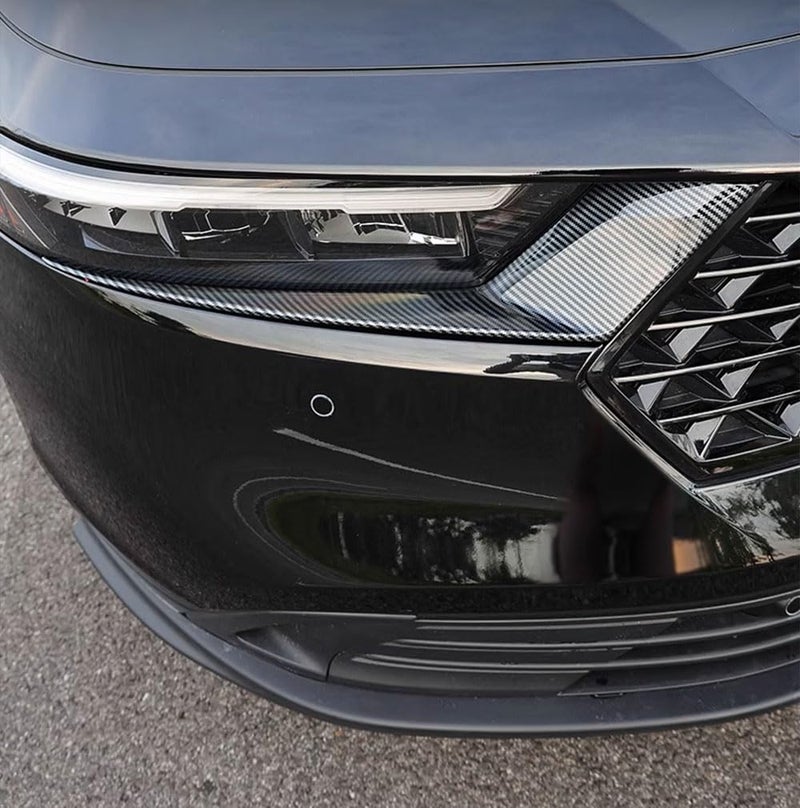 TUBAIZAI Car Accessories Compatible with Honda Accord 2023 2024 2025 Headlight Head Light Lamp Eyebrow Cover Eyelids Moulding Trims ABS 2PCS(Carbon Fiber Style) - Image 3