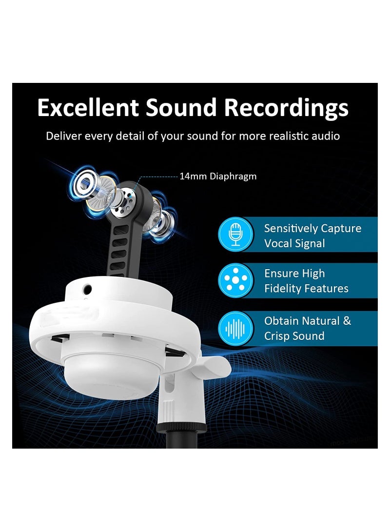 Gaming USB Microphone for Pc Ps5,Condenser Mic with Quick Mute,Rgb Indicator,Tripod Stand, Pop Filter,Shock Mount,Gain Control - Image 3