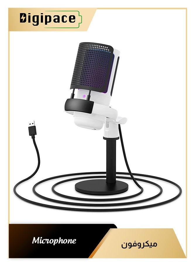 Gaming USB Microphone for Pc Ps5,Condenser Mic with Quick Mute,Rgb Indicator,Tripod Stand, Pop Filter,Shock Mount,Gain Control - Image 1