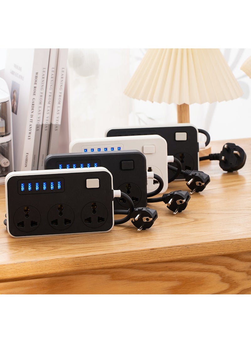 FLOWING Power Strips Extension Cord 3 Outlets, Power Socket with 6 USB Ports Universal Charging Socket with 2M Bold Extension Cord - Image 2
