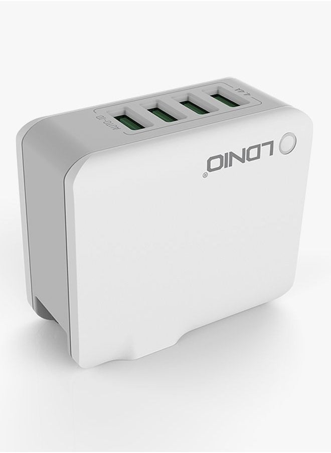 LDNIO Super Fast Wall Charger with 4 C USB A Charger 4-Port Compact Foldable UK Plug Adaptor White  - Image 3