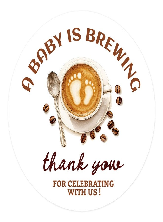 Penitue 40pcs A Baby is Brewing Stickers, 5cm/2in Round Coffee Themed Baby Shower Thank You Stickers Suitable for Envelope Candy Party Favors Decorations - Image 1