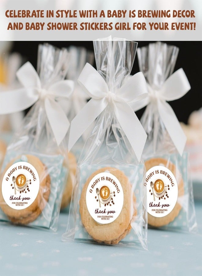 Penitue 40pcs A Baby is Brewing Stickers, 5cm/2in Round Coffee Themed Baby Shower Thank You Stickers Suitable for Envelope Candy Party Favors Decorations - Image 4