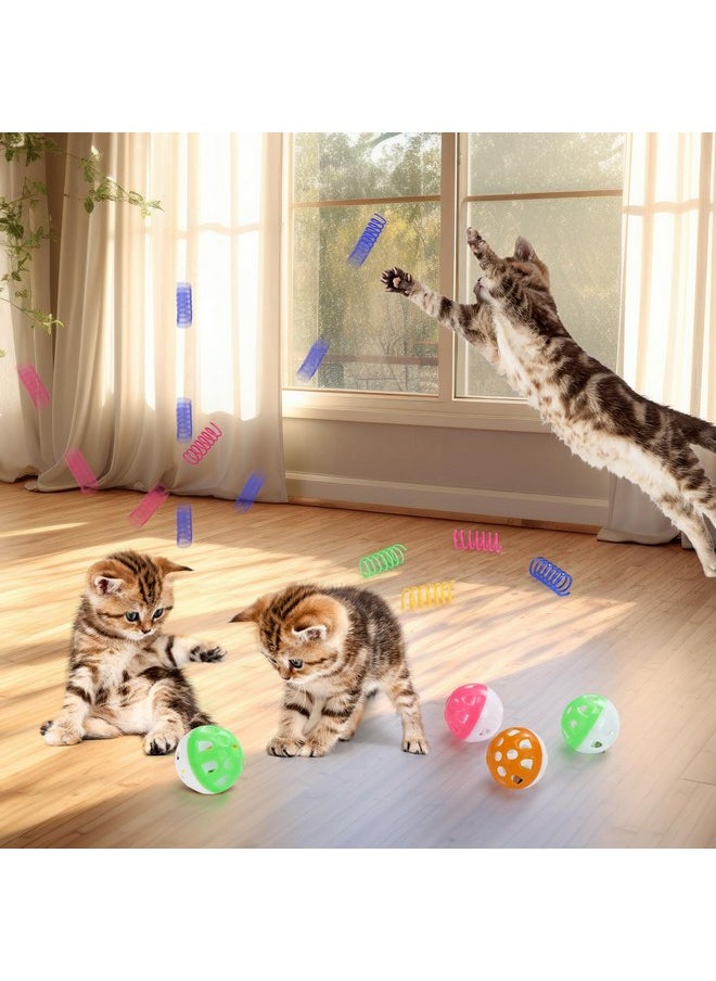 PalkSky Cat Ball Pit With 210Pcs Cat Toy Balls And 4Pcs Cat Spring Toy, Interactive Cat Toys For Bored Indoor Cats Self Play, Cat Enrichment Cheerble Toy For Interactive Fun And Exercise  - Image 4