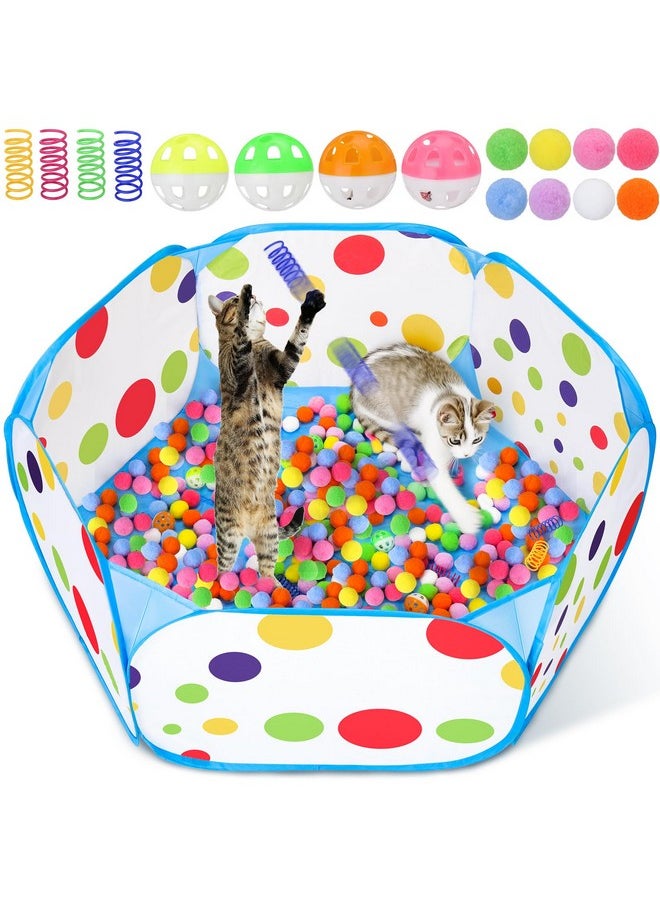 PalkSky Cat Ball Pit With 210Pcs Cat Toy Balls And 4Pcs Cat Spring Toy, Interactive Cat Toys For Bored Indoor Cats Self Play, Cat Enrichment Cheerble Toy For Interactive Fun And Exercise  - Image 1