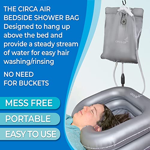 CIRCA AIR Bedside Shower - 2.5 GL Silver Portable Water Shower Bag For Hair Washing In Bed. Use With Inflatable Hair Washing Basin, Shampoo Basin, Bathtub For Elderly - Image 2