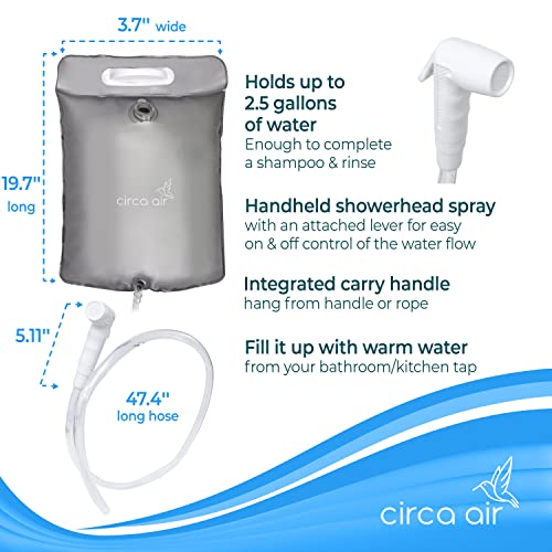CIRCA AIR Bedside Shower - 2.5 GL Silver Portable Water Shower Bag For Hair Washing In Bed. Use With Inflatable Hair Washing Basin, Shampoo Basin, Bathtub For Elderly - Image 3