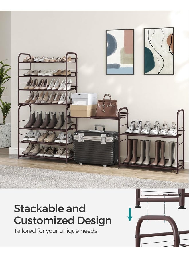 SONGMICS Shoe Rack, 4 Tier Shoe Organizer for Closet, Holds up to 16 Pairs of Shoes, Shoe Rack for Front Door Entrance, Metal Shoe Shelf with Adjustable Tilt Angle, for Entryway, Garage, Bronze - Image 4