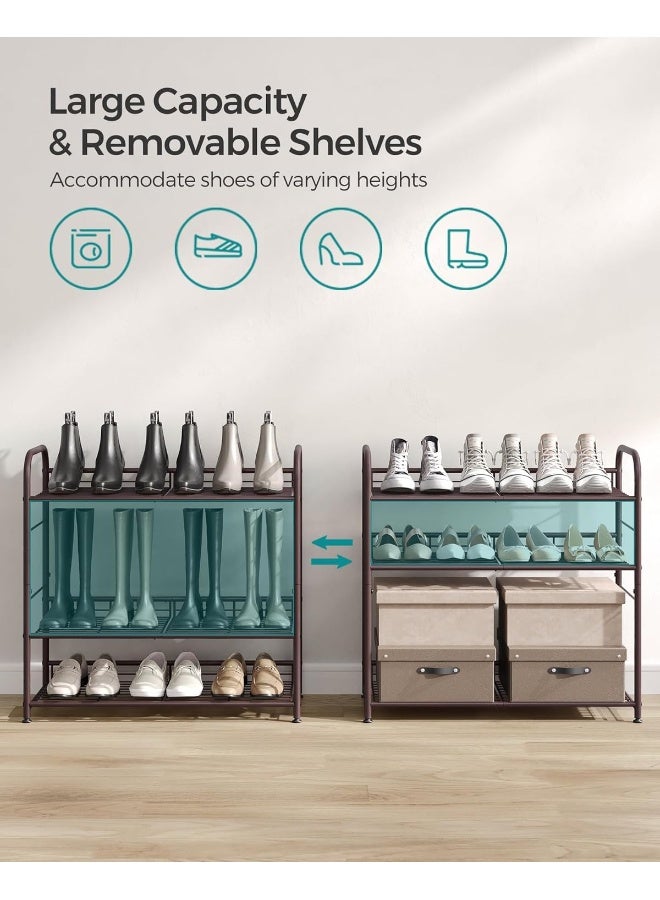 SONGMICS Shoe Rack, 4 Tier Shoe Organizer for Closet, Holds up to 16 Pairs of Shoes, Shoe Rack for Front Door Entrance, Metal Shoe Shelf with Adjustable Tilt Angle, for Entryway, Garage, Bronze - Image 5