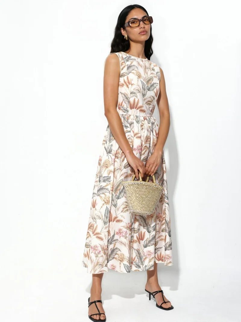 هيكاب Cotton Dress with Lace Detail