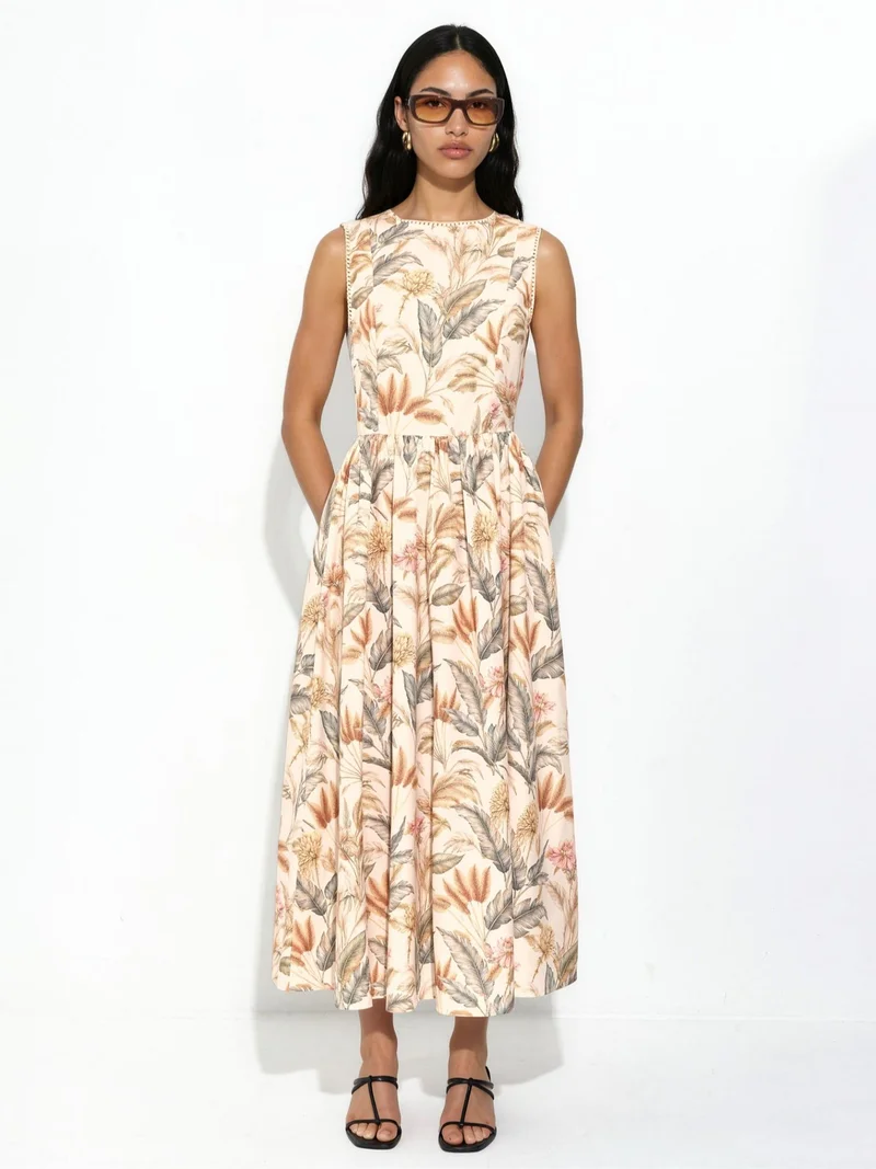 Hiccup Natural Cotton Dress with Lace Detail for Women | Best Price UAE