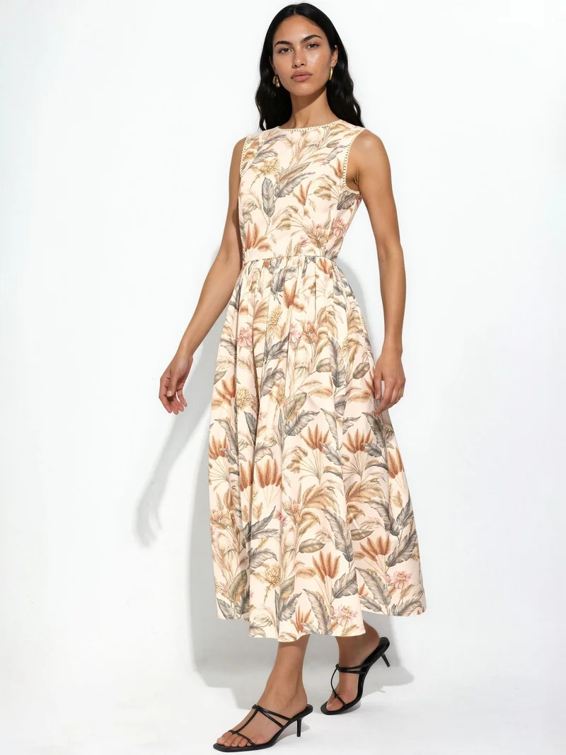 Hiccup Natural Cotton Dress with Lace Detail for Women | Best Price UAE