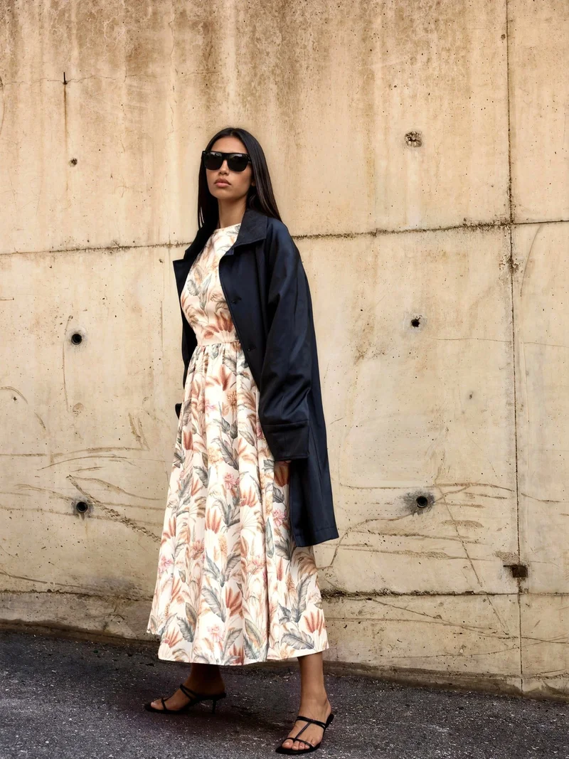 هيكاب Cotton Dress with Lace Detail