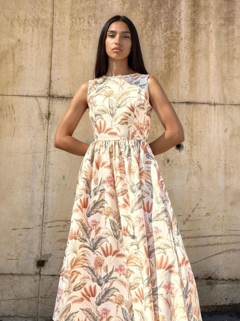 هيكاب Cotton Dress with Lace Detail