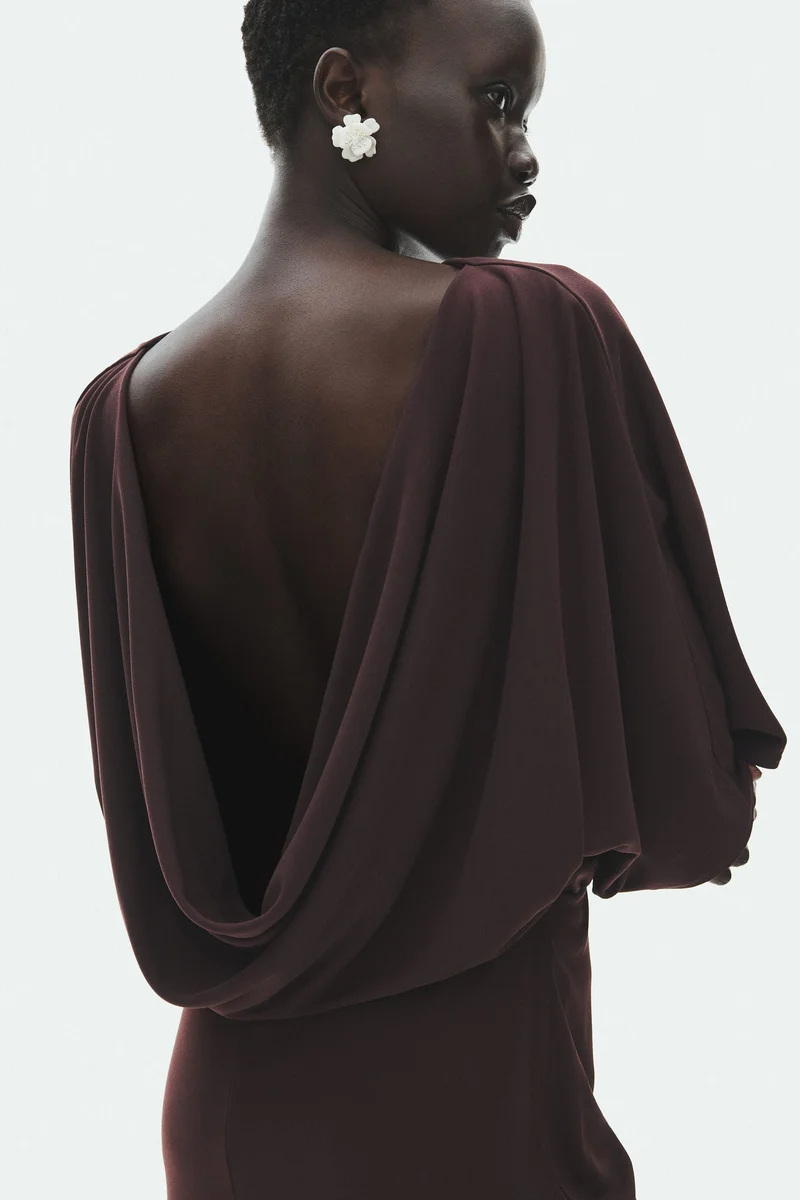 Cowl-back jersey dress