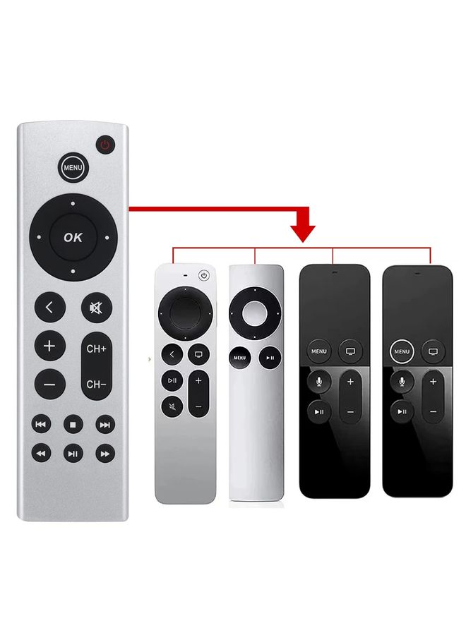 للتحكم عن بُعد Apple TV 4K / HD A2169 A1842 A1625 بدون صوت (فضية) - Image 1