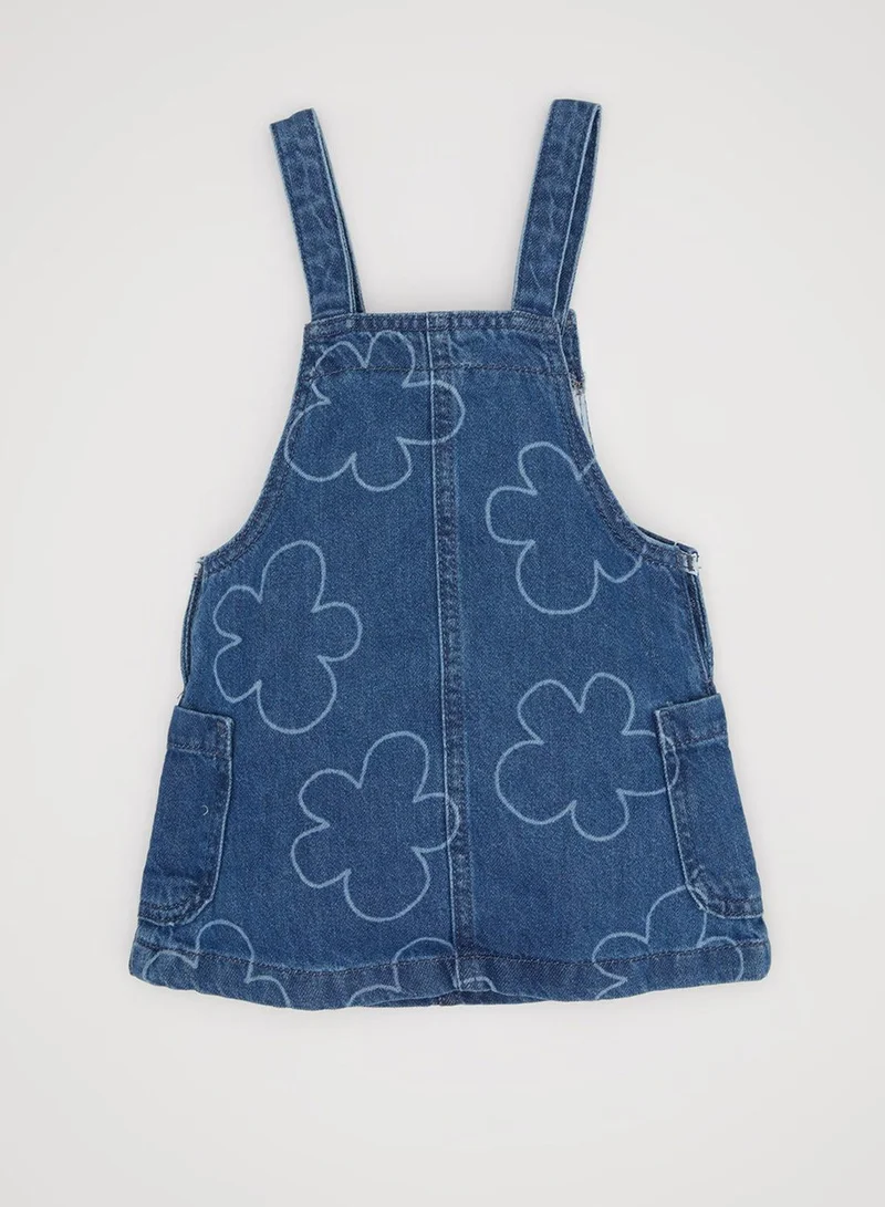 ديفاكتو فستان جينز مطبوع بالزهور