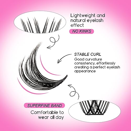 FADLASH عناقيد رموش صناعية قابلة للتطبيق الذاتي 175 عناقيد رموش د Curl 0.07 رموش فردية طبيعية مختلطة صينية رموش مزيفة ناعمة وقوية شريط رفيع DIY في المنزل (F26+F27-0.07D، 8-16مم) - Image 5