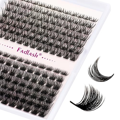 FADLASH عناقيد رموش صناعية قابلة للتطبيق الذاتي 175 عناقيد رموش د Curl 0.07 رموش فردية طبيعية مختلطة صينية رموش مزيفة ناعمة وقوية شريط رفيع DIY في المنزل (F26+F27-0.07D، 8-16مم) - Image 1