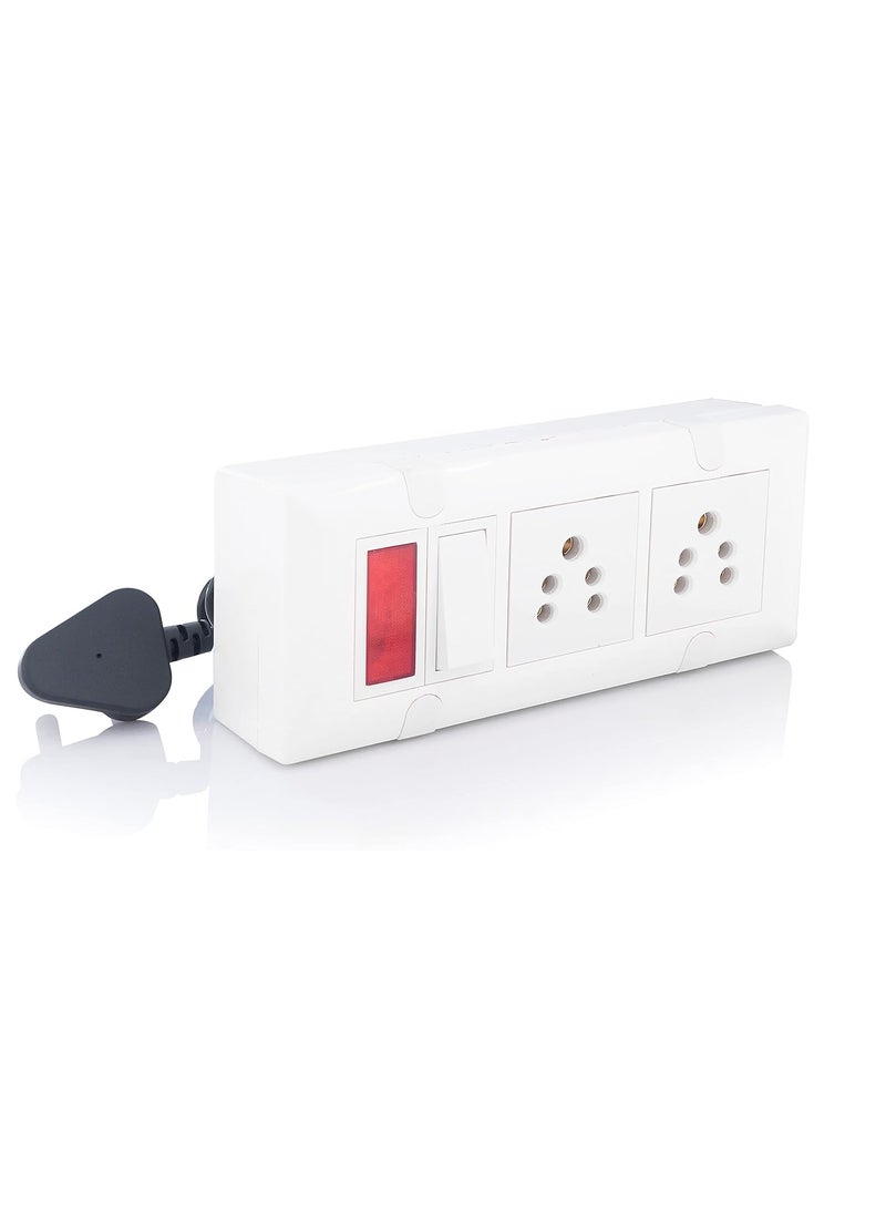 HI PLASST PINS N PLUGS HiPLASST Modular 2 Socket 1 Switch 1 Indicator 6A Extension Board Multi Outlet Electrical Switch Board 4Yard Long Wire Power Strip  - Image 4