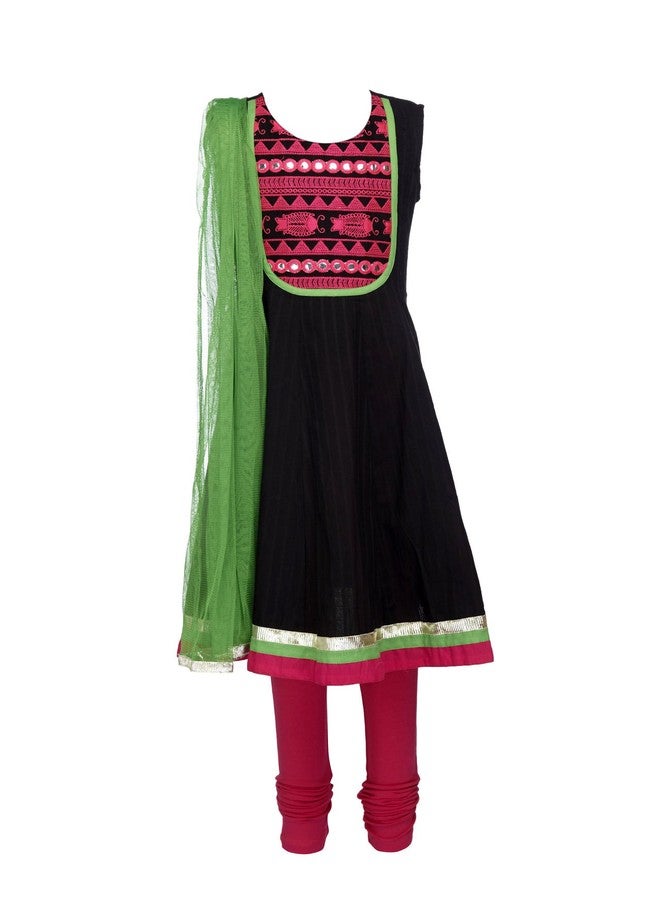 Twisha بدلة سالوار قطنية للبنات من تويشا (SKD-XP-AW37_أسود_7-8 سنوات) - Image 1