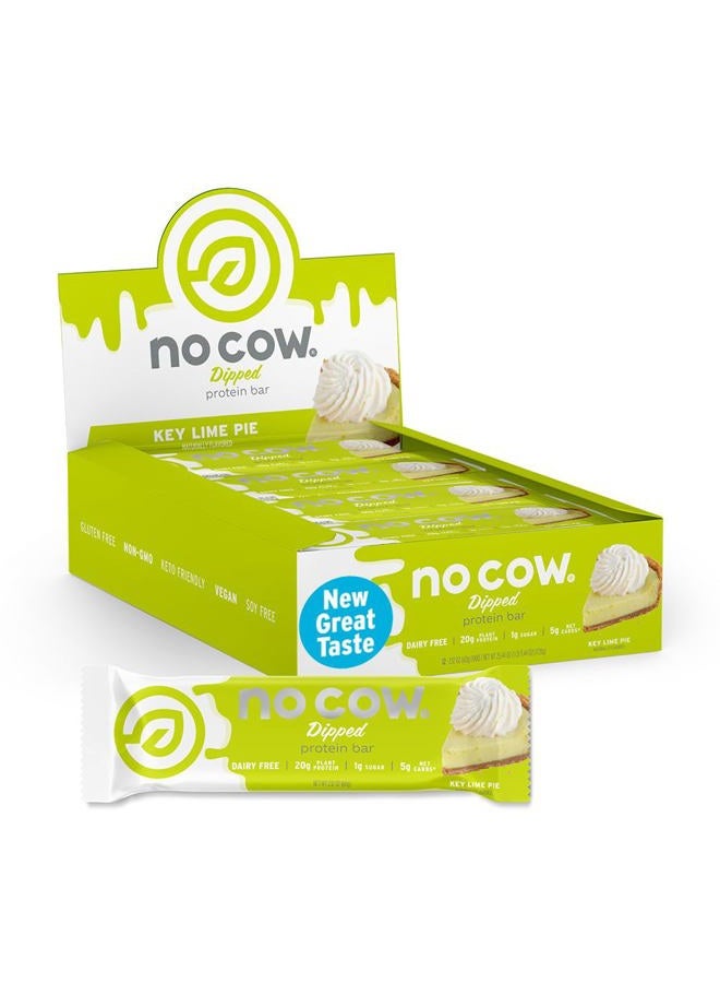 No Cow High Protein Bars, Dipped Key Lime Pie - Healthy Snacks, 20g Vegan Protein, High Fiber, Low Sugar, Keto Friendly, Dairy & Gluten Free (12 Count) - Image 1