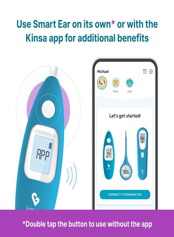 Kinsa Digital Thermometer for Fever Smart Ear (Medical Infrared Termometro for Baby, Kid, Adult) Accurate, Fast, FDA Cleared Body Temperature Readings [Upgraded Technology for Best Accuracy] - Image 3
