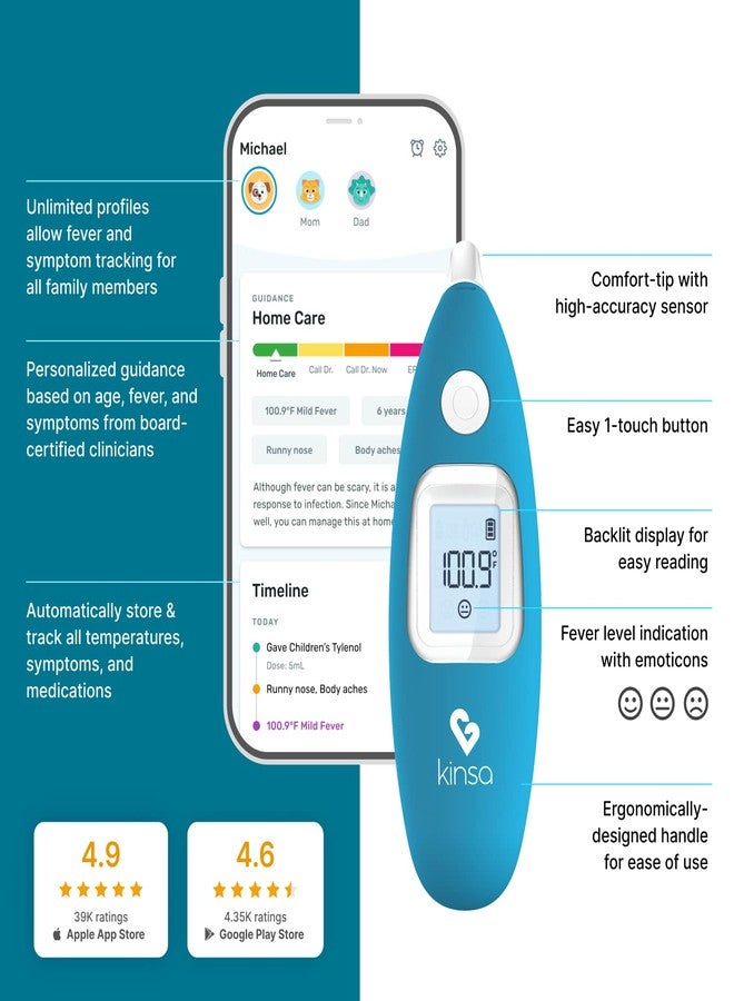 Kinsa Digital Thermometer for Fever Smart Ear (Medical Infrared Termometro for Baby, Kid, Adult) Accurate, Fast, FDA Cleared Body Temperature Readings [Upgraded Technology for Best Accuracy] - Image 4