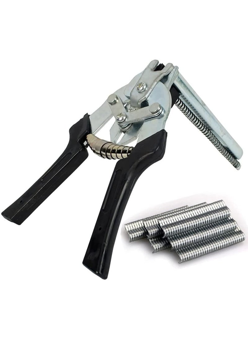 Type M Hog Nail Ring Pliers Kit with 2400pcs M Clips for Fence Fastening, Upholstery Installation, Animal Cages - Image 1