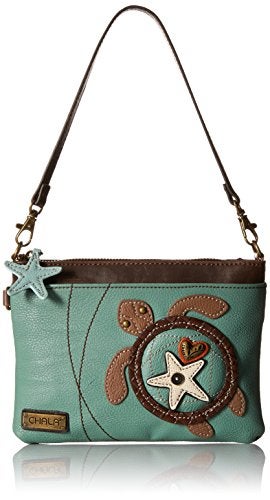Chala Mini Cross-body Messenger Bag -Women PU Leather Phone Purse with Straps (Teal Sea Turtle) - Image 1