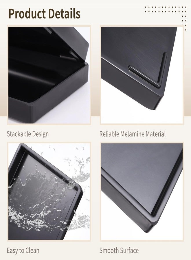 DORMIYA 2 PCS Toilet Tank Trays, Rectangle Black Melamine Bathroom Decor, Toilet Tank Topper Storage, Modern Countertop Holder for Roll Paper Towels, Vanity Tray for Bathroom or Dresser Decor - Image 4