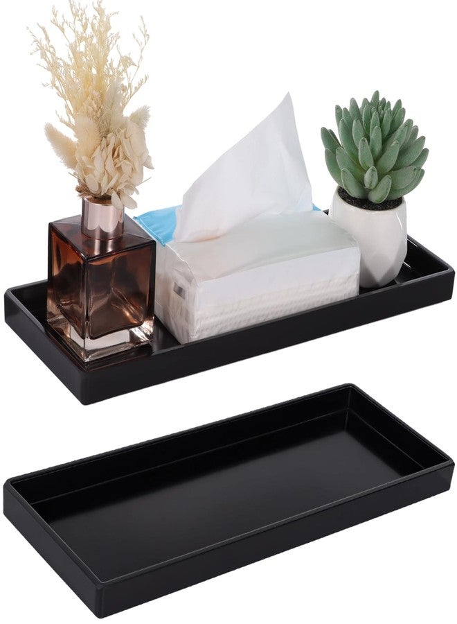 DORMIYA 2 PCS Toilet Tank Trays, Rectangle Black Melamine Bathroom Decor, Toilet Tank Topper Storage, Modern Countertop Holder for Roll Paper Towels, Vanity Tray for Bathroom or Dresser Decor - Image 1