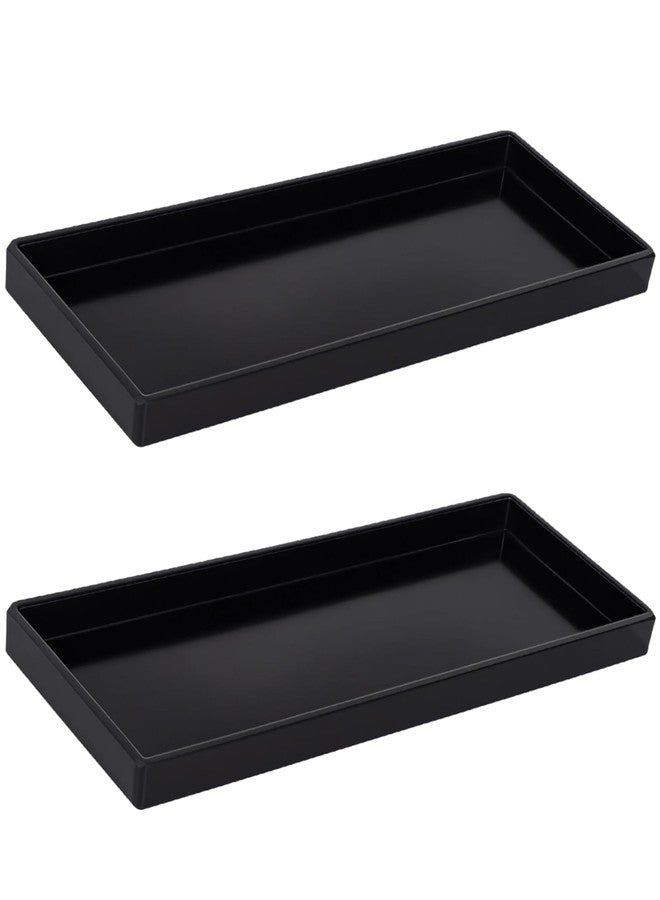 DORMIYA 2 PCS Toilet Tank Trays, Rectangle Black Melamine Bathroom Decor, Toilet Tank Topper Storage, Modern Countertop Holder for Roll Paper Towels, Vanity Tray for Bathroom or Dresser Decor - Image 2