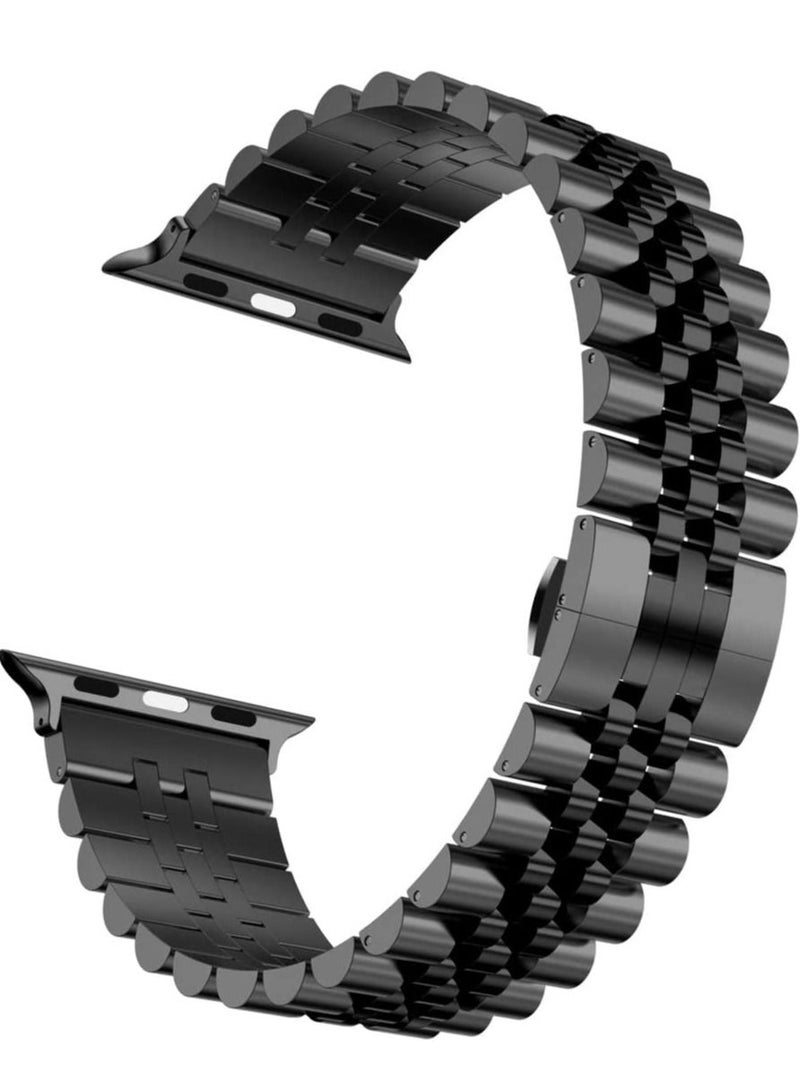 GENNEXT Stainless Steel Heavy Band with Butterfly Folding Clasp Link Bracelet for iWatch Series8/7/6/SE Series 5/4/3/ size42/44/45/49mm - Image 3